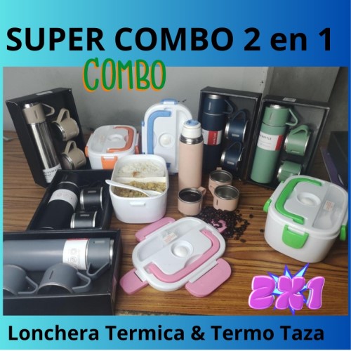 Combo Lonchera Porta Comidas Electrica+Licuadora Recargable 380ml Vd