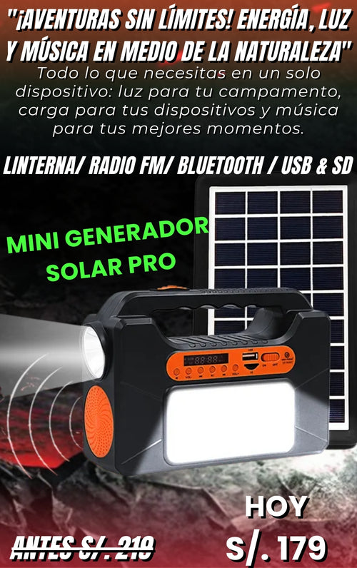 MINI GENERADOR SOLAR PRO