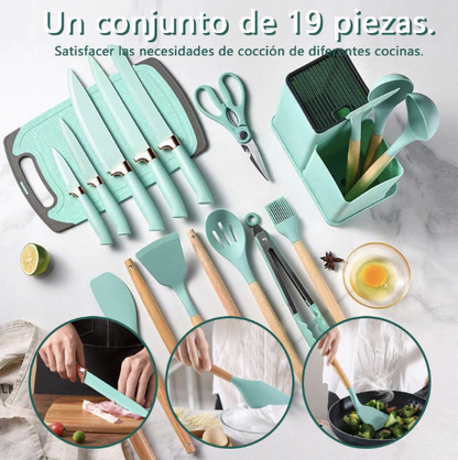 SET DE UTENSILLOS DE COCINA DE 19 PIEZAS